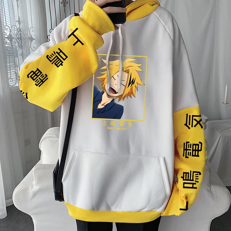 

Men Hoodies My Hero Academia Kaminari Denki Cartoon Hooded Sweatshirts Autumn Winter Women Clothes Streetwear Boy Hoodie