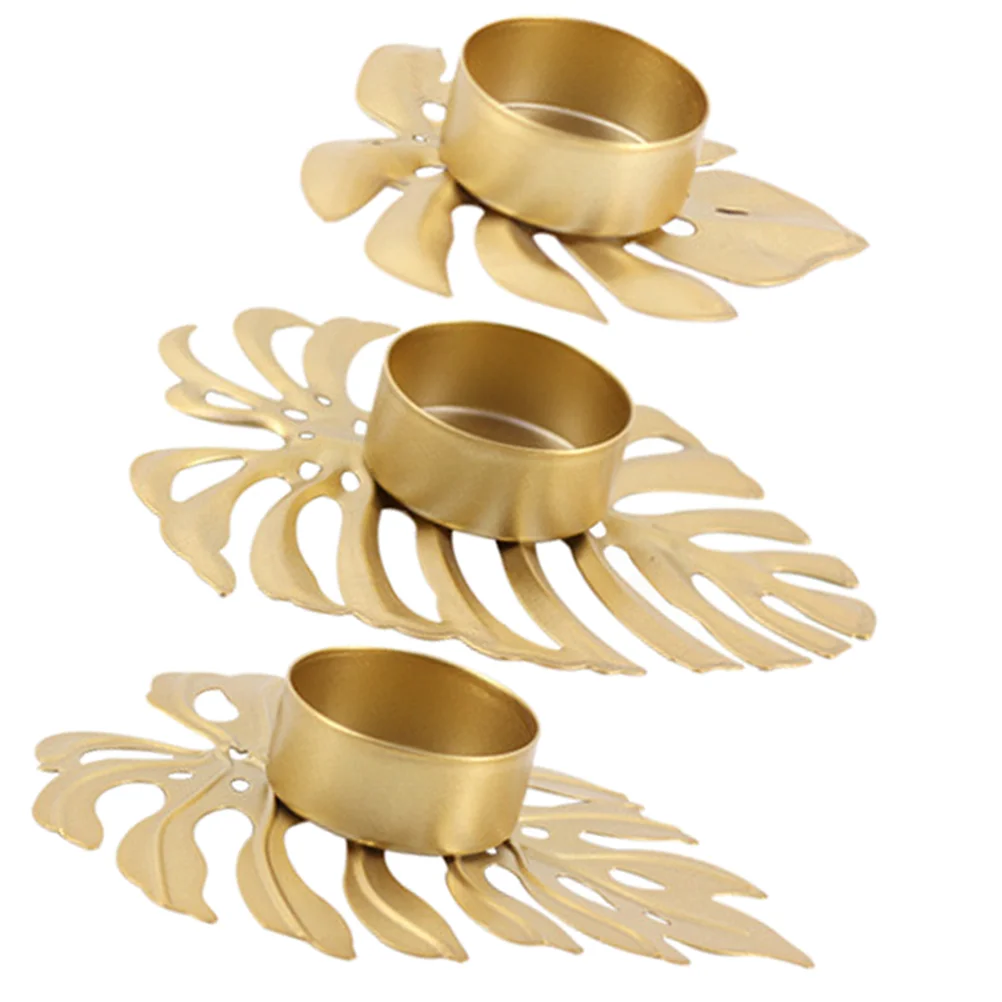 

3pcs Metal Monstera Leaf Holder Ornaments Tealight Holder Adornments