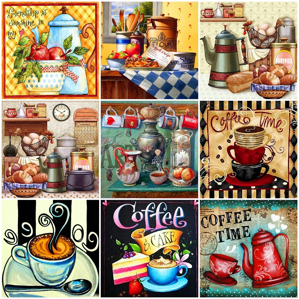 

EverShine полная площадь алмазная вышивка кухню новое поступление алмазная мозаика чашка вышивка крестиком Алмазная живопись пейзаж декор для ...