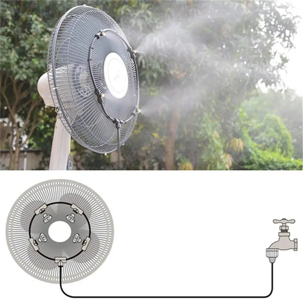 

Outdoor Cooling Spray System Fan Kit Outdoor Fan Misters Summer Cooling Essentials For Fans Terrace Water Mist Fan With 6 Nozzle