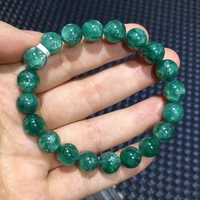 natural green emerald gemstone round beads bracelet 10 3mm women rarest qinglong mica green emerald jewelry aaaaaaa