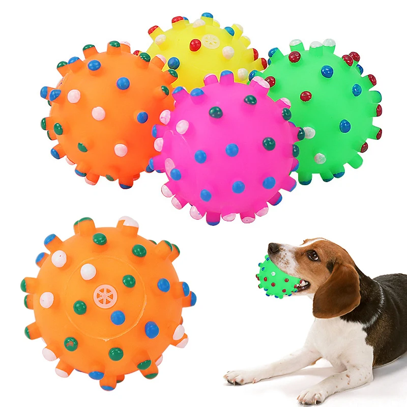 

Non-toxic Dog Toys Spike Ball Dog Teeth Cleaner Sounding Thorn Balls Bite Resistant Toy Vinyl Balls Interesting Pet Toys Balls