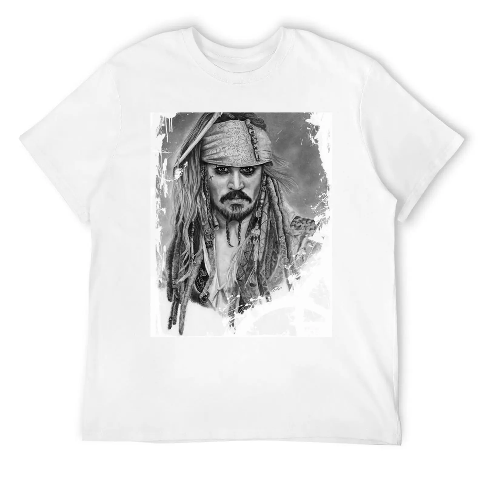 Футболка с графитовым рисунком Капитан Джек Воробь одежда в стиле хиппи блузка