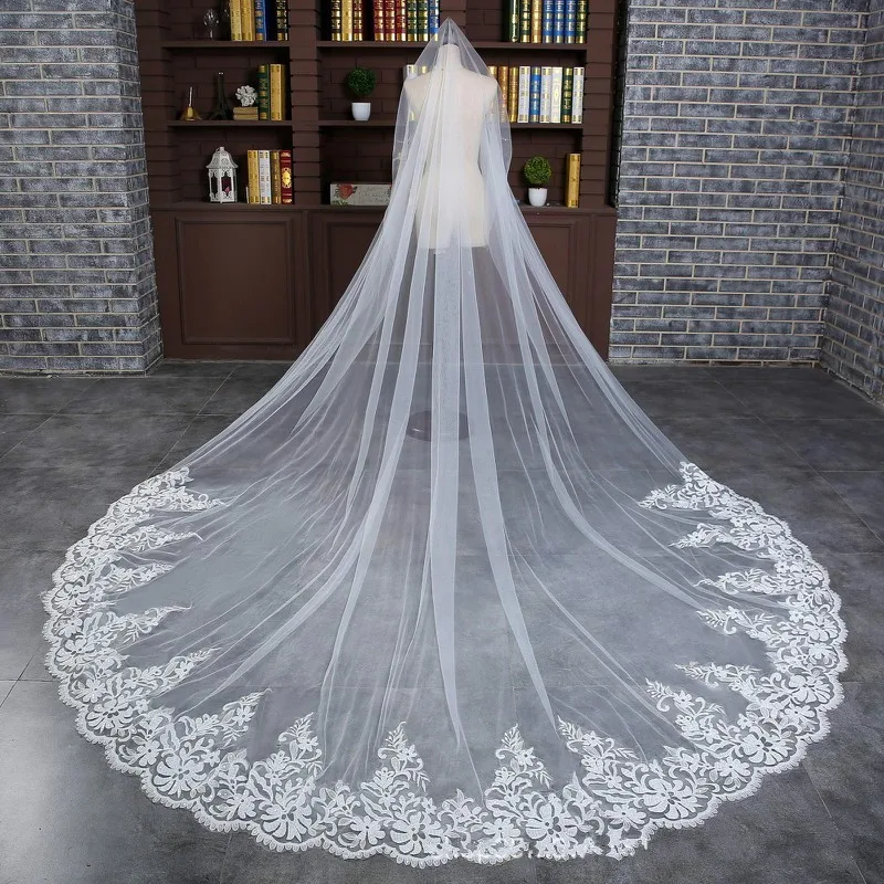 

New Arrival Lace Edge Ivory wedding veils with comb Bride Wedding accessories Boda Bridal Veils Long velos novia 2023