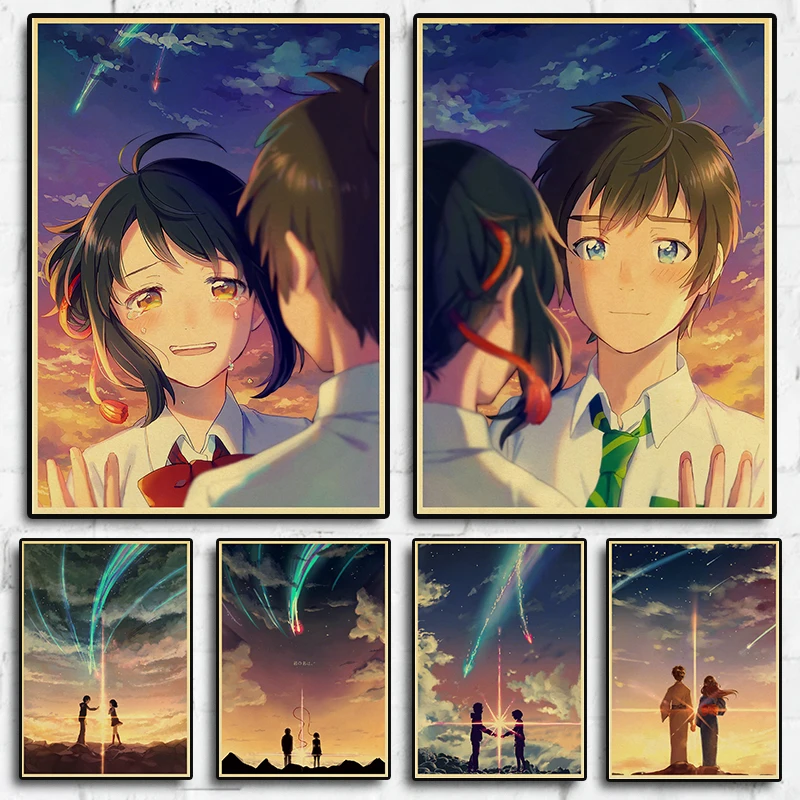 

Japanese Anime Your Name retro poster kraft paper and printed family room bar wall decoration poster art painting
