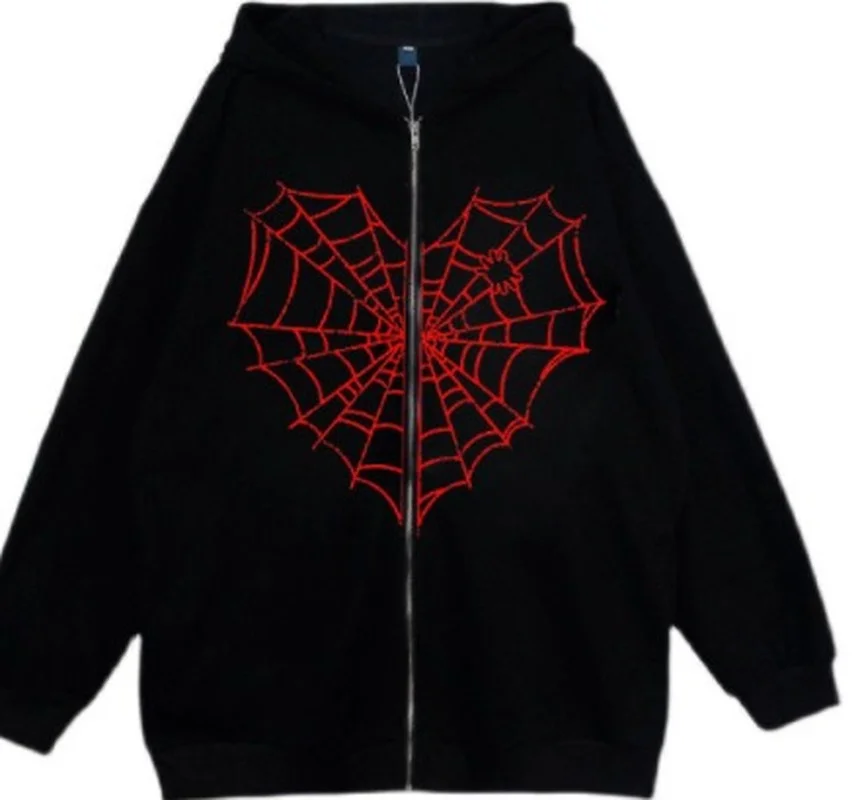 

Кофта корейский весна-осень с принтом для бега Y2K Harajuku Vinatge Женская толстовка панк Готическая уличная одежда