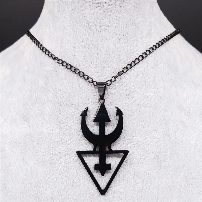 Готическое ожерелье из нержавеющей стали с изображением сатаны и Луны |