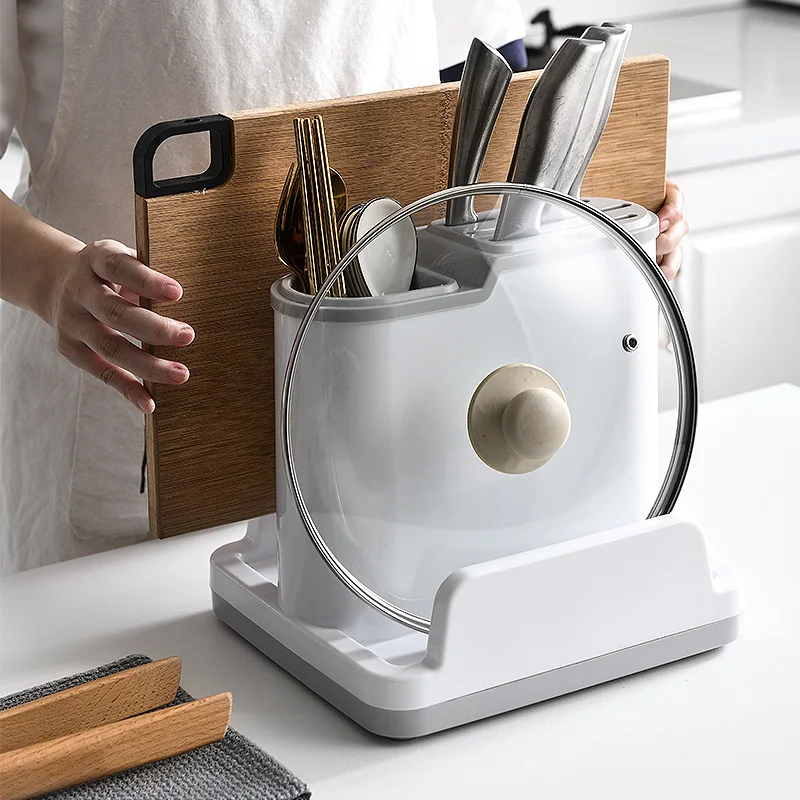 

Multifunctional Knife Holder Tableware Drainer Chopsticks Cage Cutting Board Pot Lid Rack Cutlery Storage Tube Kitchen Organizer