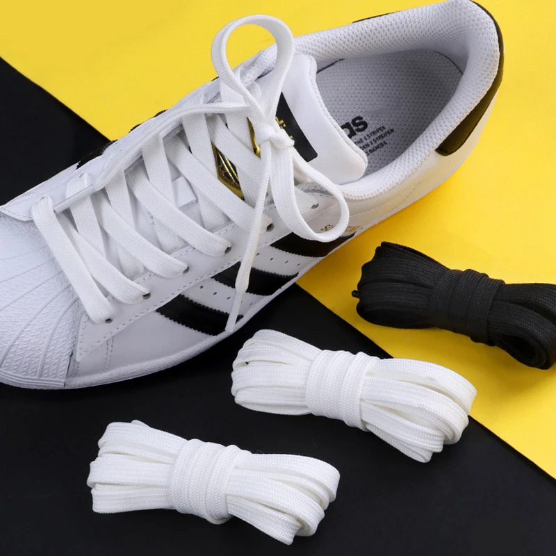 

1Pair Classic Shoelaces Flat Non-slip Polyester Laces Casual Sport Shoestrings 100/120/140CM Black White Shoe Lace Double Fabric