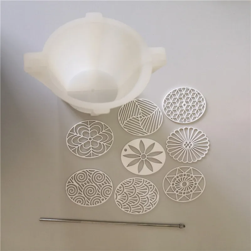 

2022 new oval silicone soap mold with eight pull through soap shapers acrylic patterns Kaleidoscope soap making tools