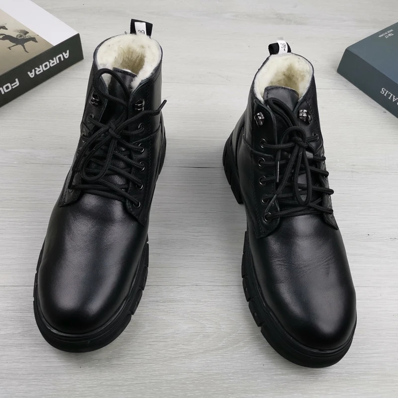 

Snow Boots Men's Wool Real Cowhide Winter Martin Boots Thickened Leather Boots