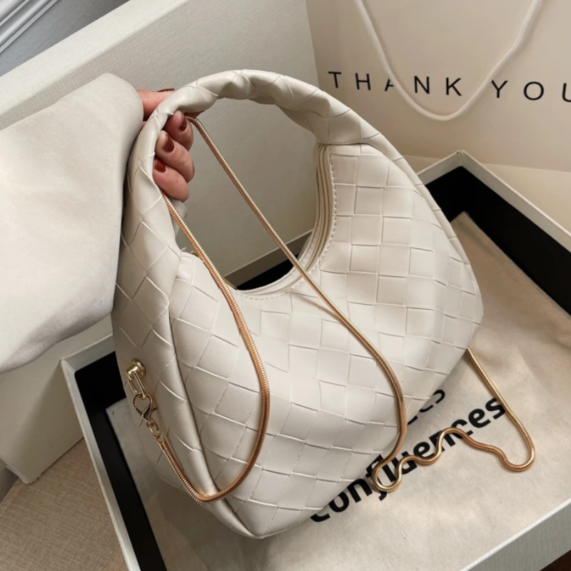 

Half-moon Small Shopper Shoulder Crossbody Sling Bags For Women 2022 Spring Branded Trending Weave Handbags Luxury Designer Sac