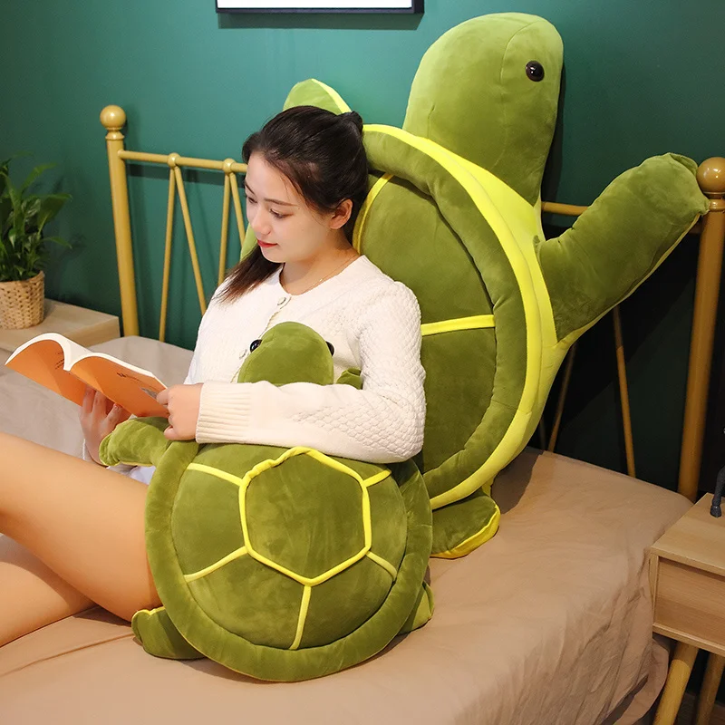 

35 / 55cm Kawaii Plush Toys Greeen Aquarium Sleeping Pillow Lying Turtle Boys Girls Children Adult Decompression Birthday Gifts