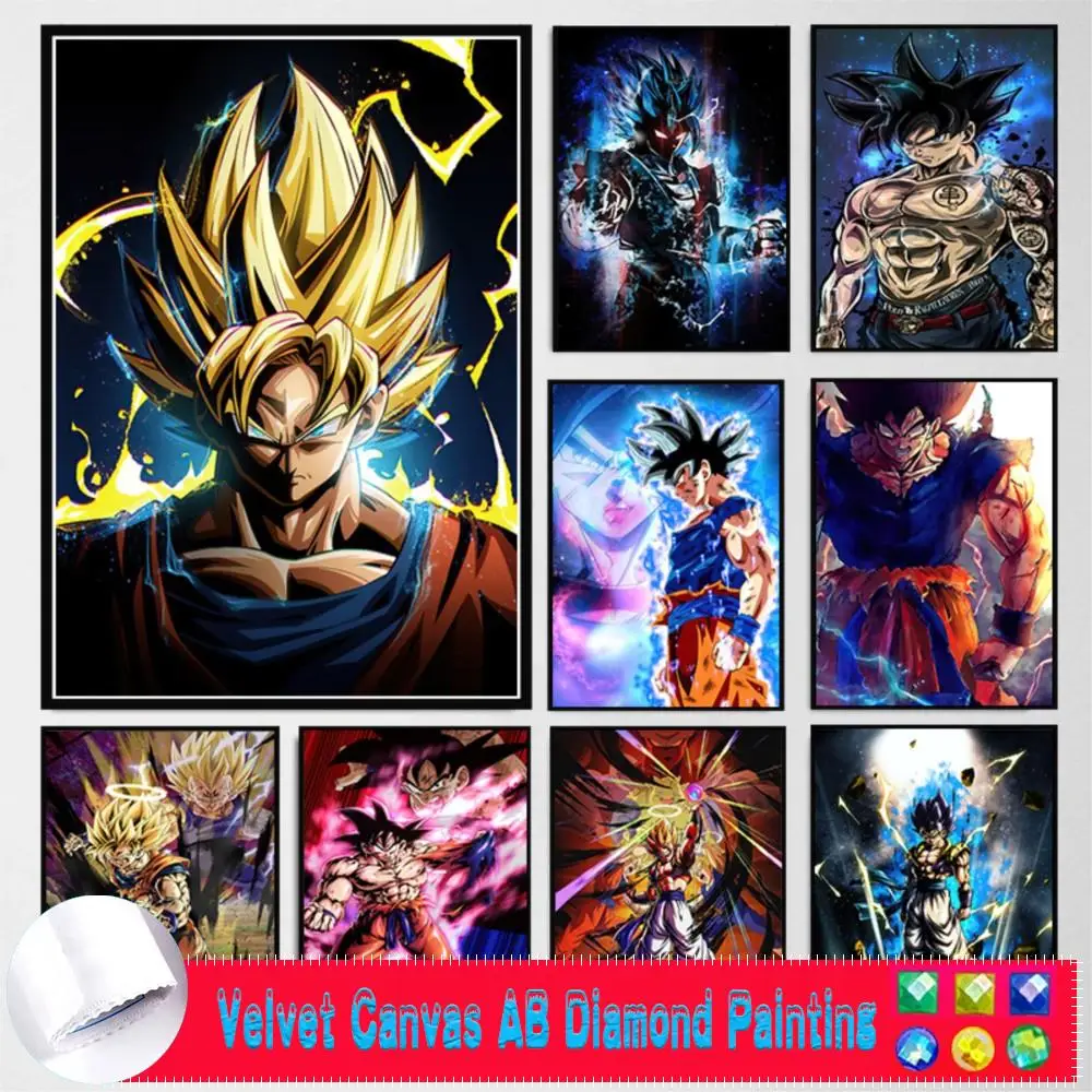 

Сделай Сам 5d AB бархатная искусственная кожа Аниме Супер сайян Гоку Алмазная вышивка домашний декор мозаика Набор для вышивки крестиком искусство