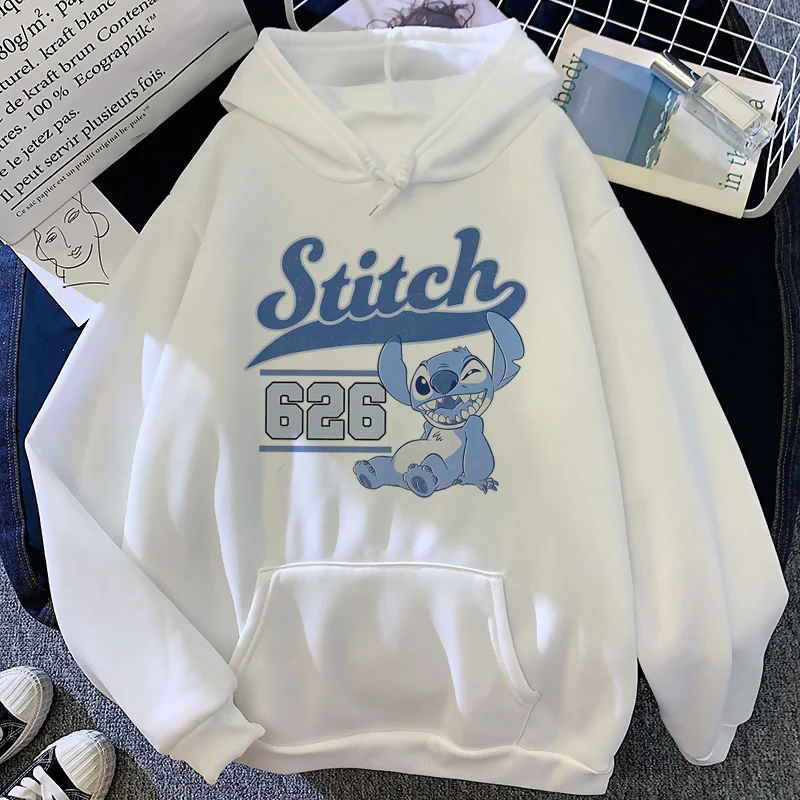 Disney-Sudadera con capucha de Lilo Stitch para hombre y mujer, ropa de calle con estampado de Anime Kawaii, de Manga corta