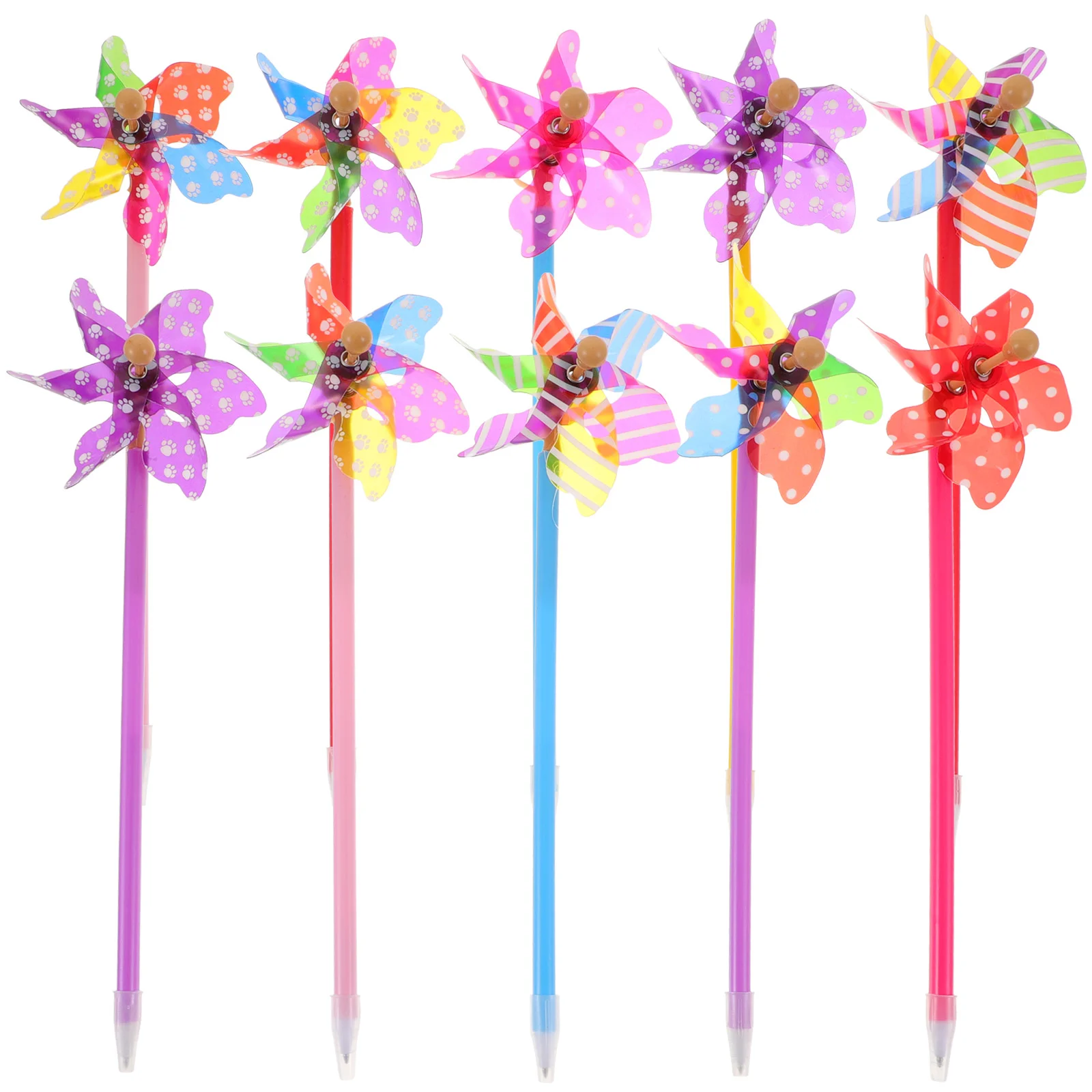 

10 Pcs Windmill Ballpoint Pen School Supplies Practical Writing Marker Cartoon Portable Metal Stationery Pens
