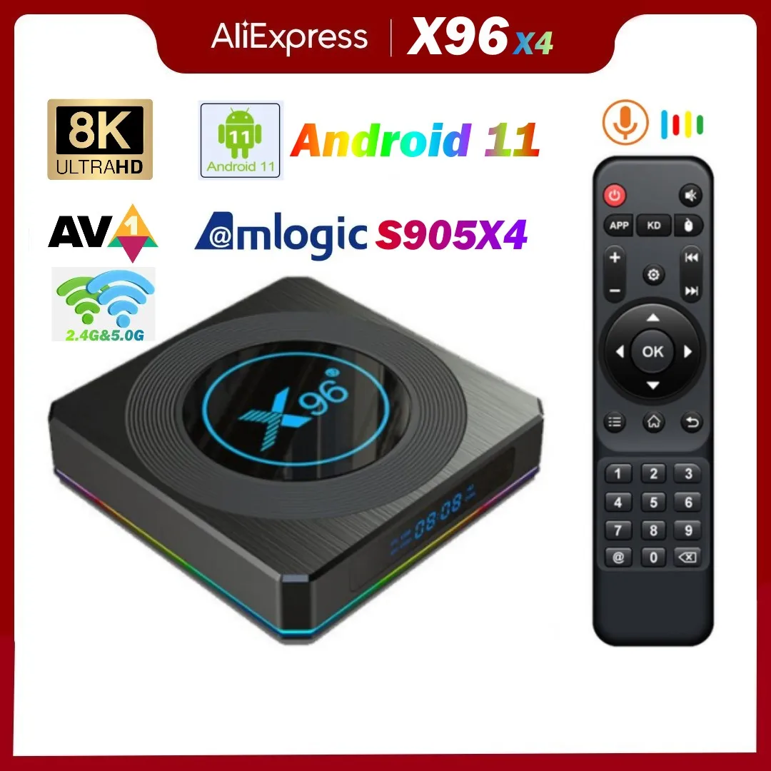 

2023 New X96 X4 TV BOX android smart tv box Android 11 Amlogic S905X4 8K Dual Wifi BT4.1 Media player Play Fast tv Set top box
