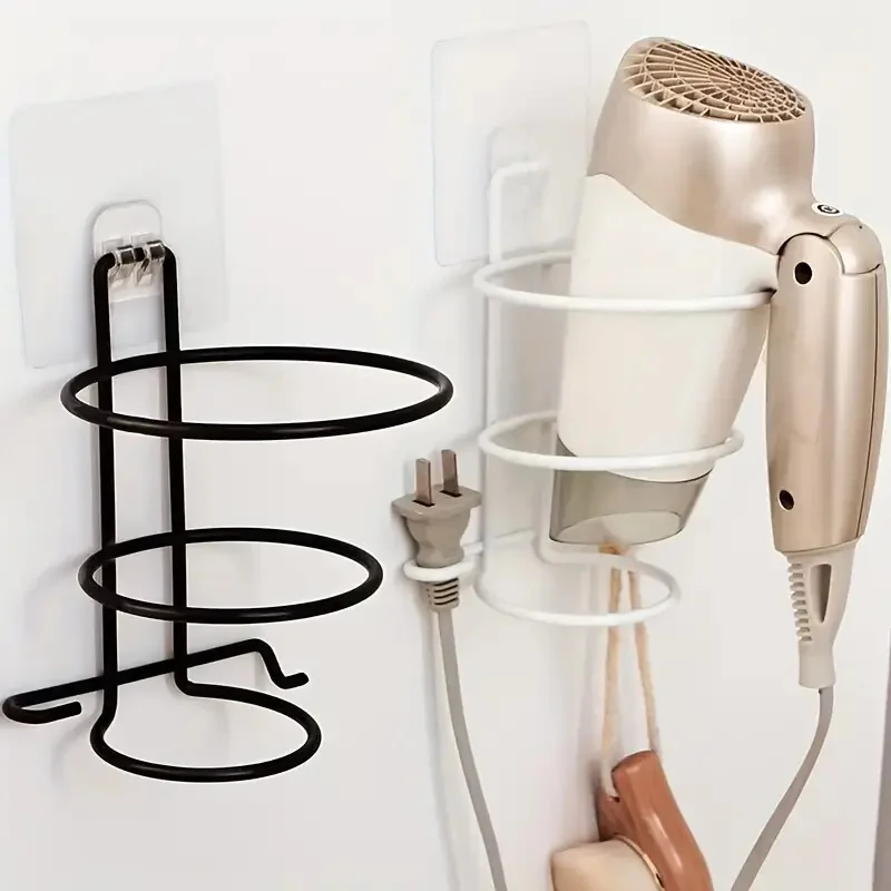 

1pc Punch-free Hair Dryer Bracket Household Toilet Wall-mounted Blow Dryer Storage Shelf Organizer Rack Bathroom Accessories