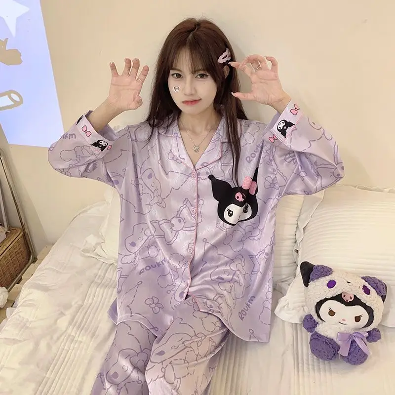 

Новинка Осень Sanrio Kuromi Новинка мультяшная Женская модная Милая Молодежная домашняя одежда