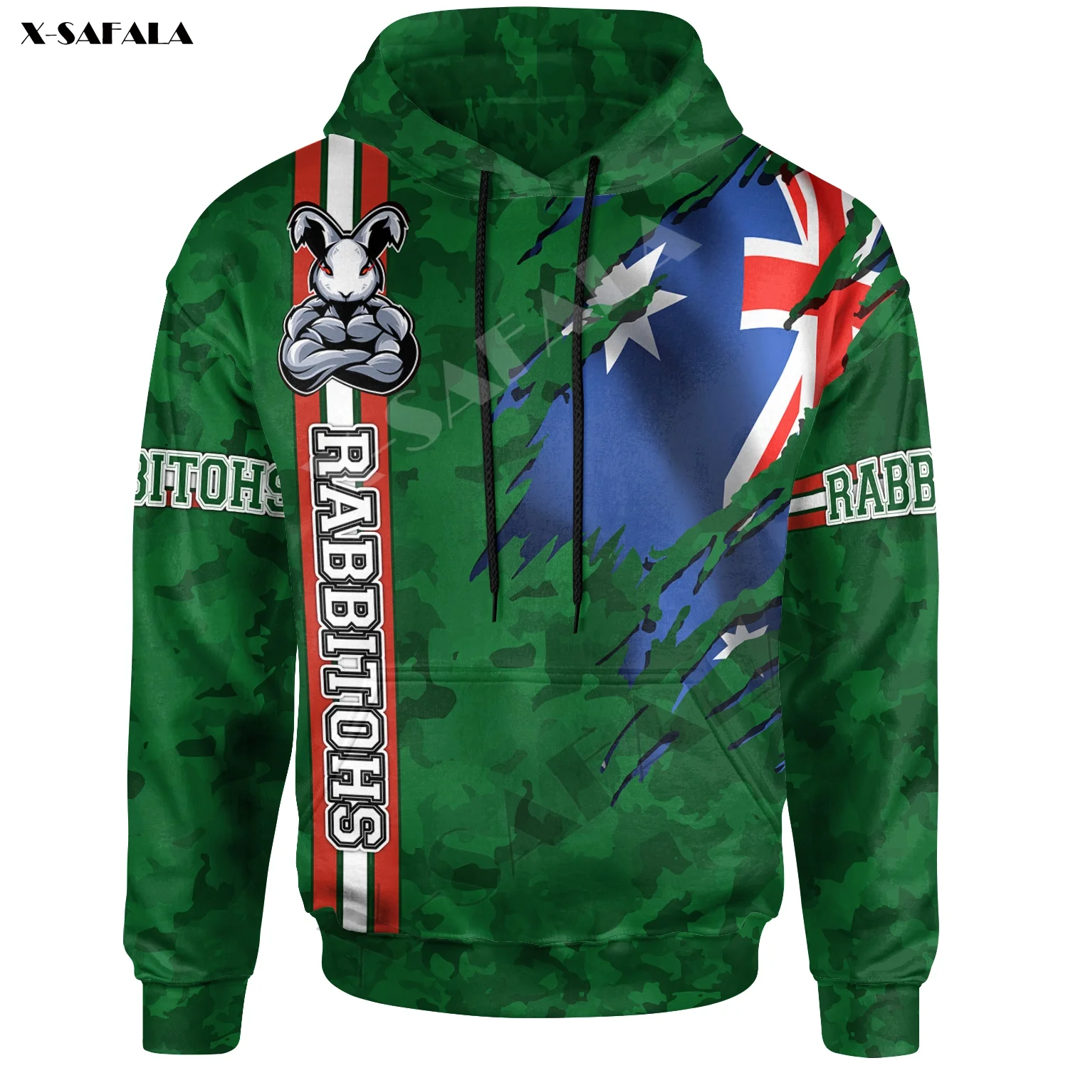 

Rugby Rabbitohs Camouflage Australia Flag 3D Print Zipper Hoodie Men Pullover Sweatshirt Hooded Jersey Tracksuits Outwear Coat
