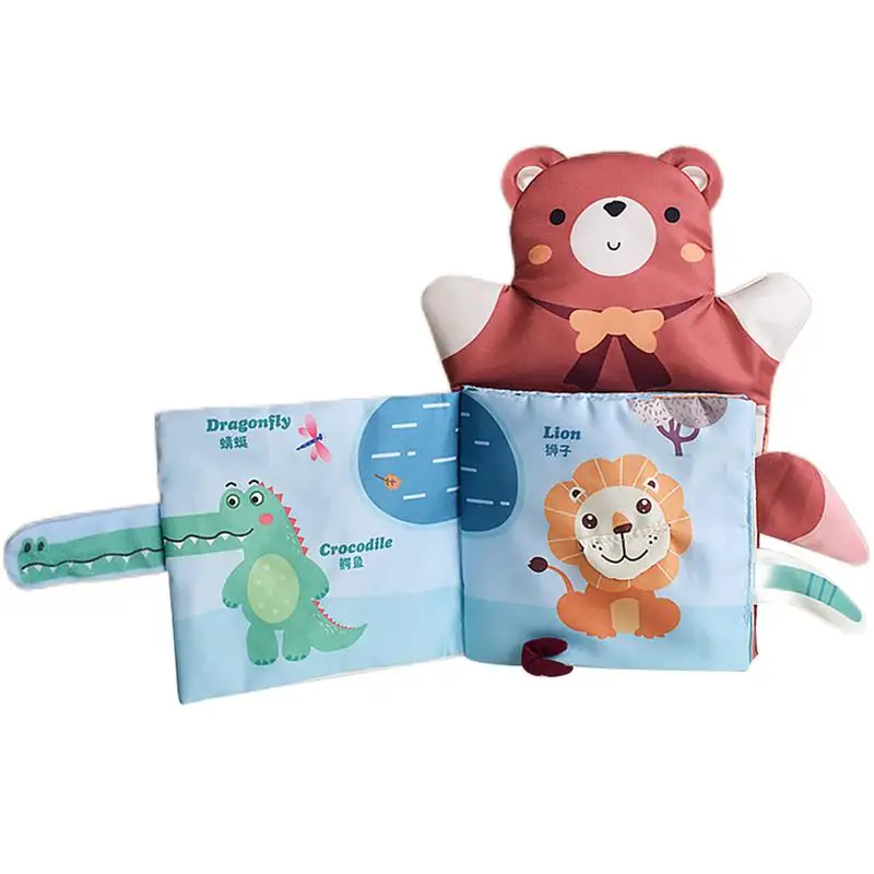 

Soft Activity Book Animal Tail Fabric Book With Hand Puppet Skin-friendly Touch And Feel Crinkle Books Interaction Puppets Toy