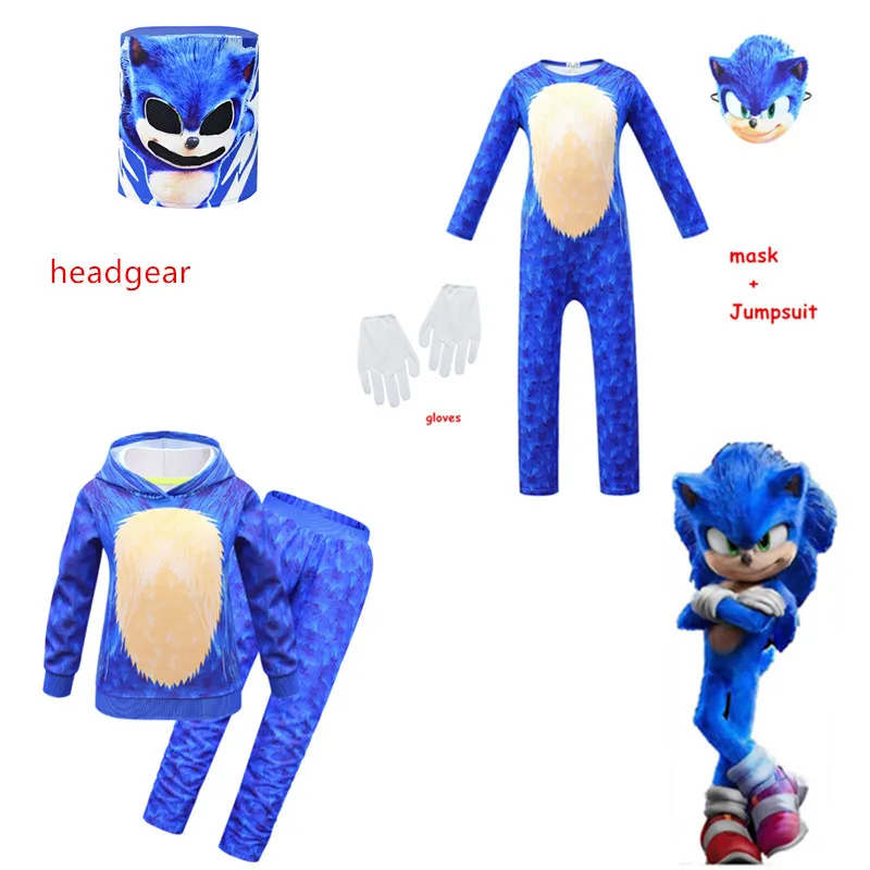 

Blue Halloween COS Costume Anime Cosplay Clothing Carnivaling Party Long Sleeve Trousers Mask Gloves for Kids DJCostume Jumpsuit