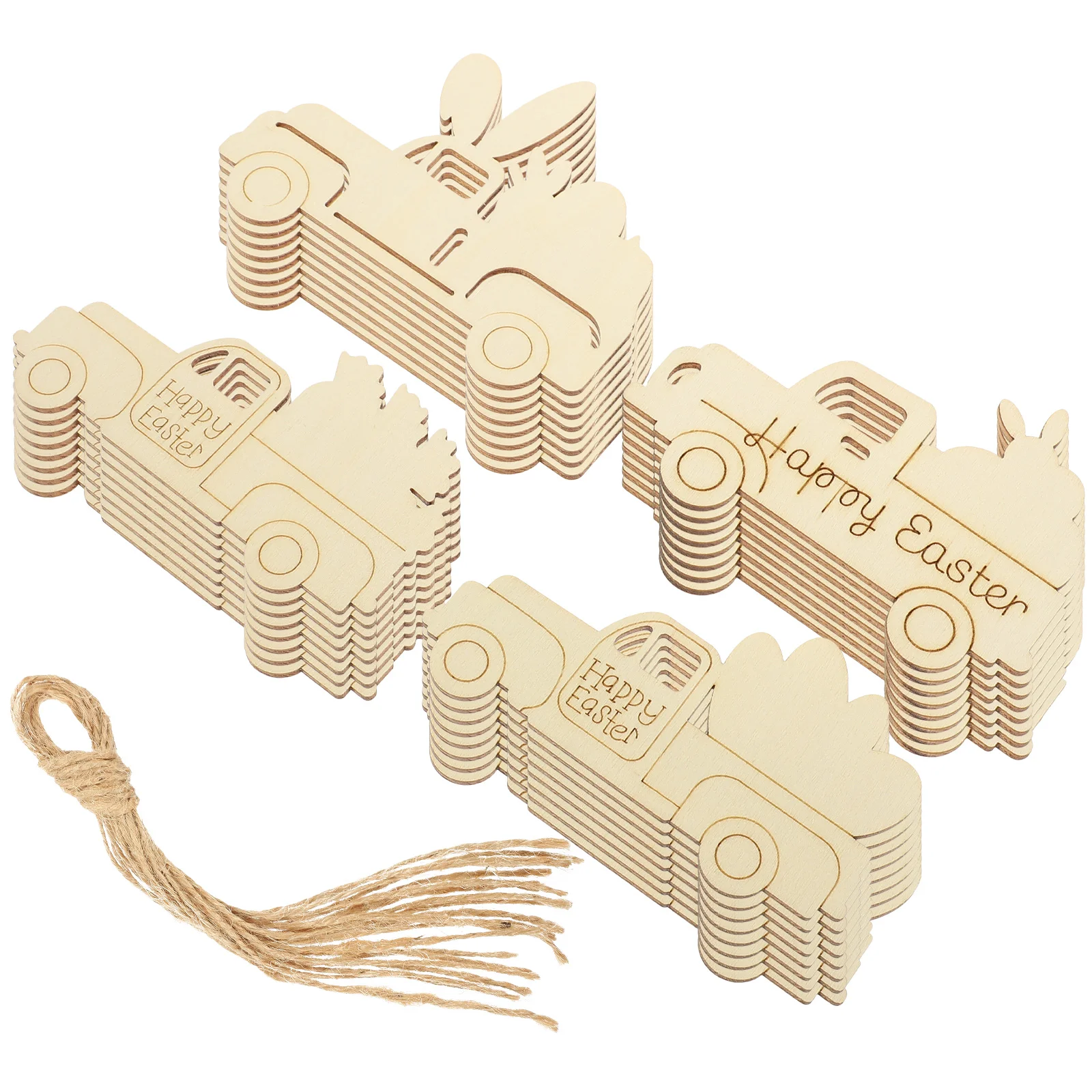 

Easter Wooden Slices Wood Cutout Truck Ornaments Unfinished Party Hanging Diy Tag Crafts Chips Blank Cutouts Embellishments