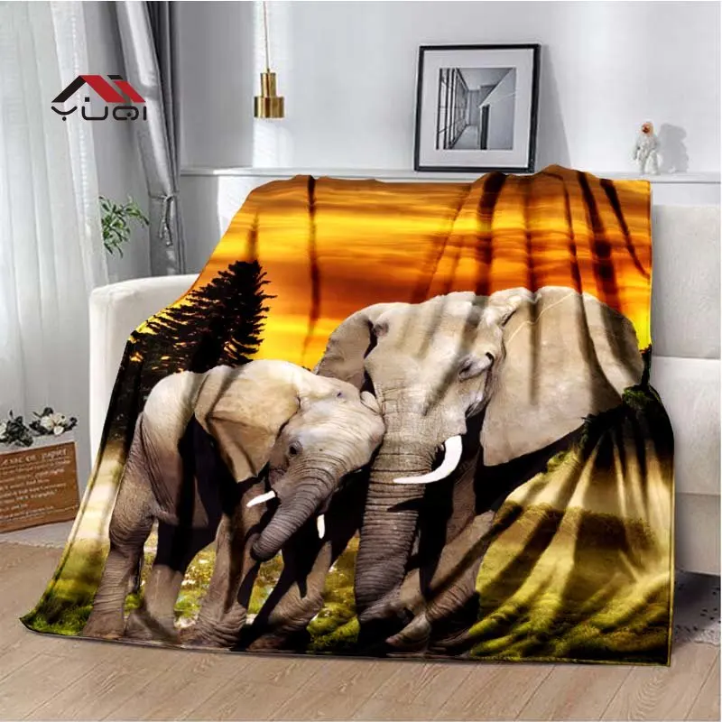 

Animal Elephant Pattern Throw Blanket Warm Blanket for Home, Picnic, Travel, Office,Plane for Adults, Kids, Elderly 6 Sizes