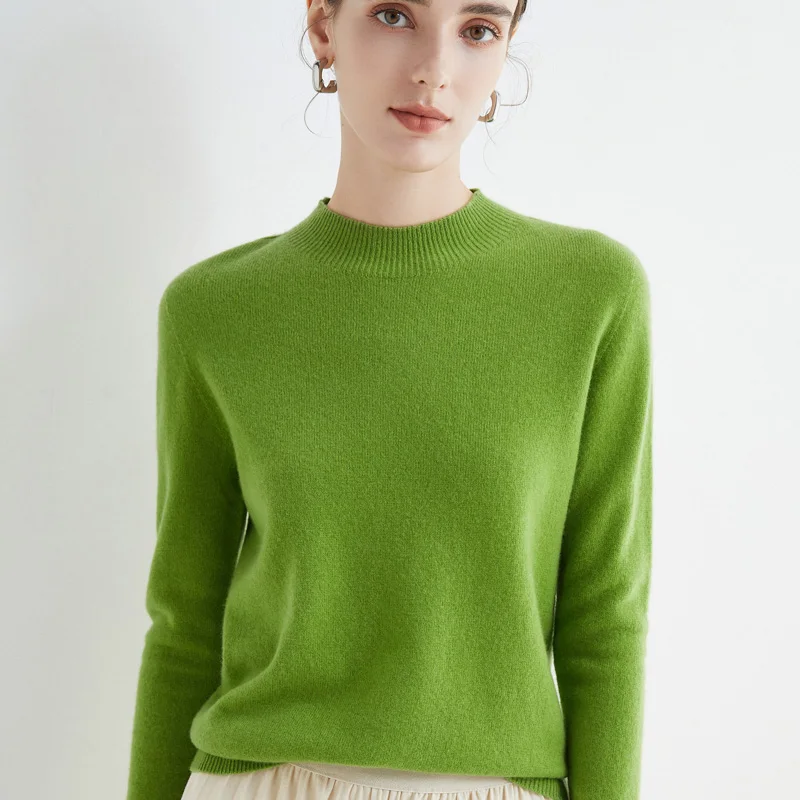 

First-Line Ready-To-Wear Wool Sweater Women's Loose Half Turtleneck Pullover Spring and Autumn Basic Style Simple Bottoming Top