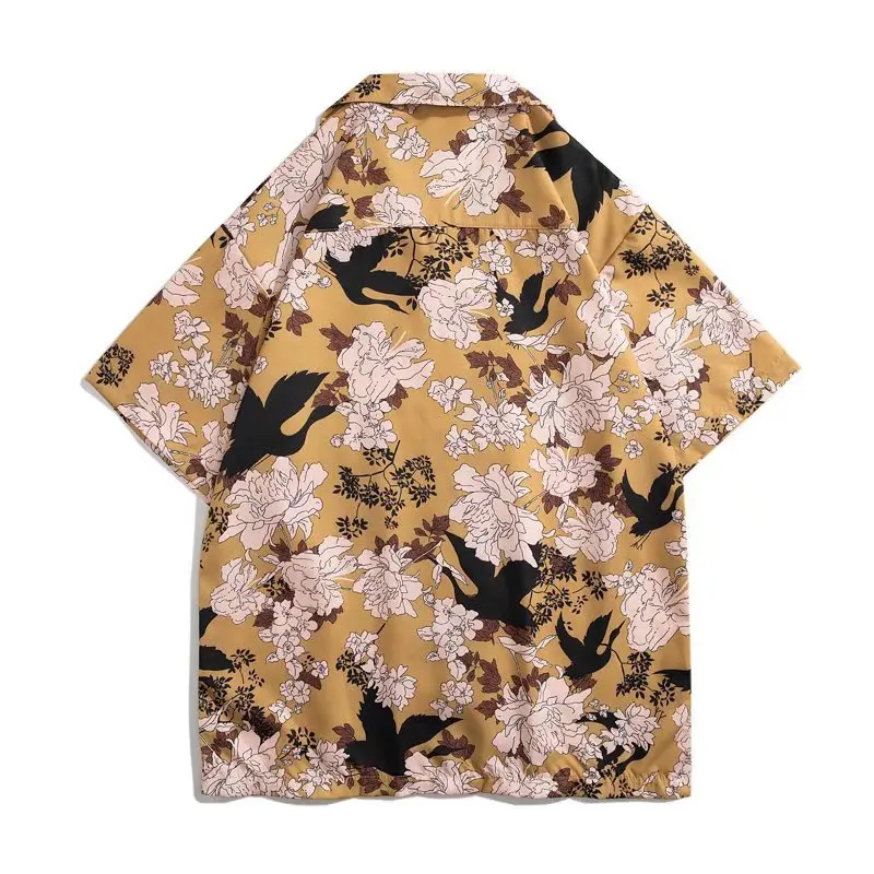 

Men's Top 2022 Casual Style Printed Short-sleeved Shirt Men's Summer Half-sleeved Ice Silk Shirt Loose Ruffian Handsome Jacket