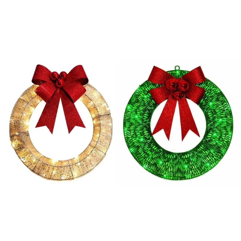 

Festival Christmas Wreath with Delicate Bow Create Glowing Holiday Wreath Hanger Perfect for Doorways, Walls,Windows DropShip