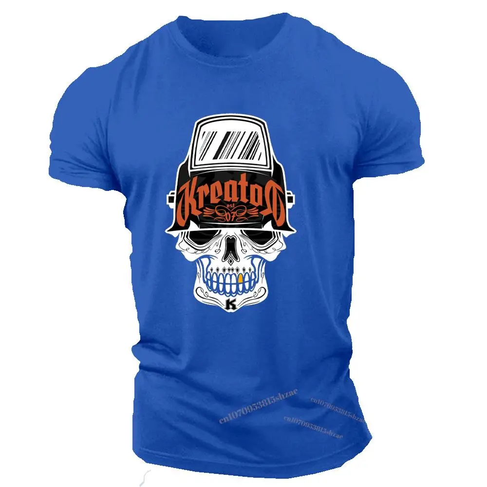

new four seasons horror skeleton men's T-shirt comfortable slim quick-drying top sports fitness street summer youth army green