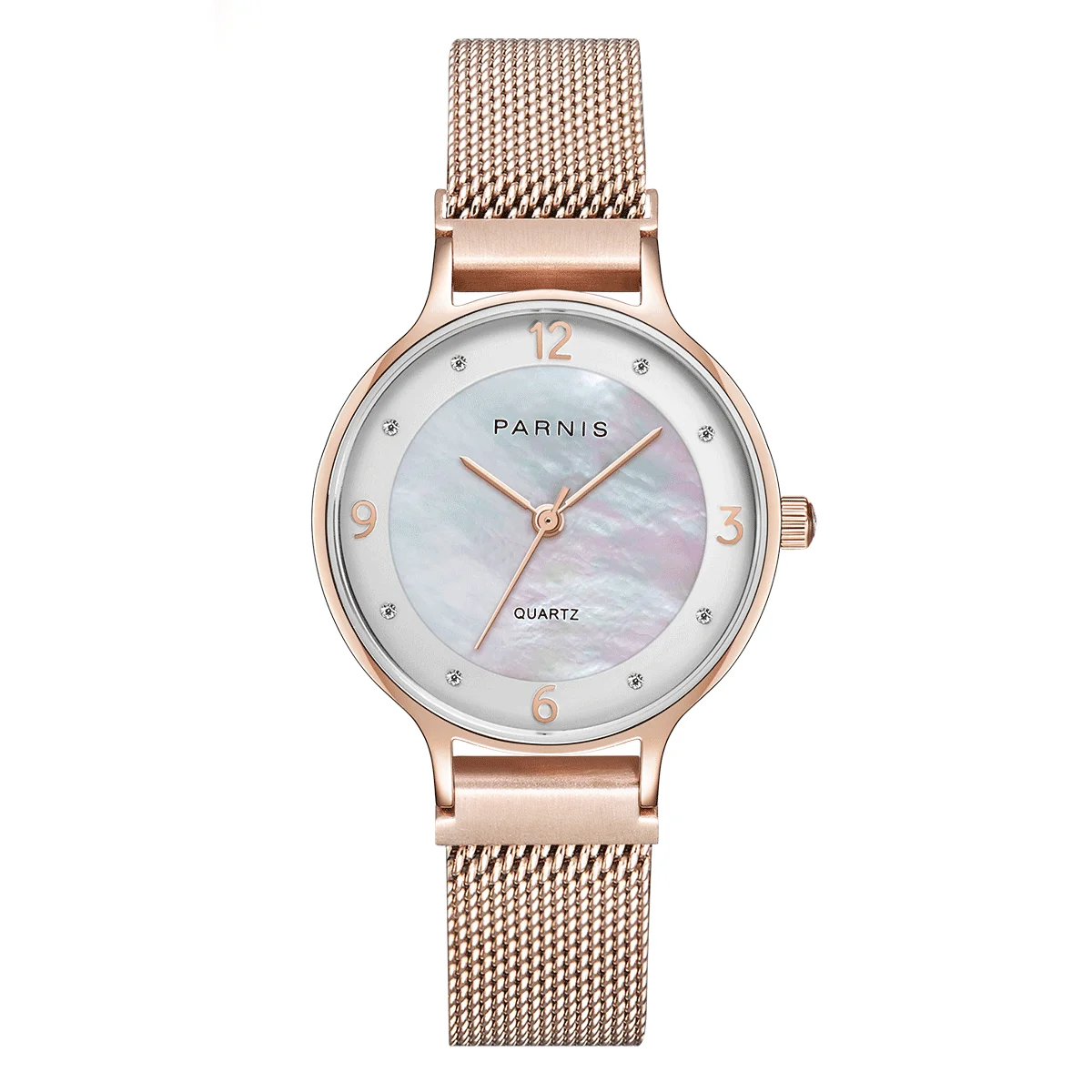 

Fashion Parnis 30mm Rose Gold Quartz Women's Watch Steel Strap 6.6mm Thickness Ladies Watches For Women Top Luxury Brand Gift