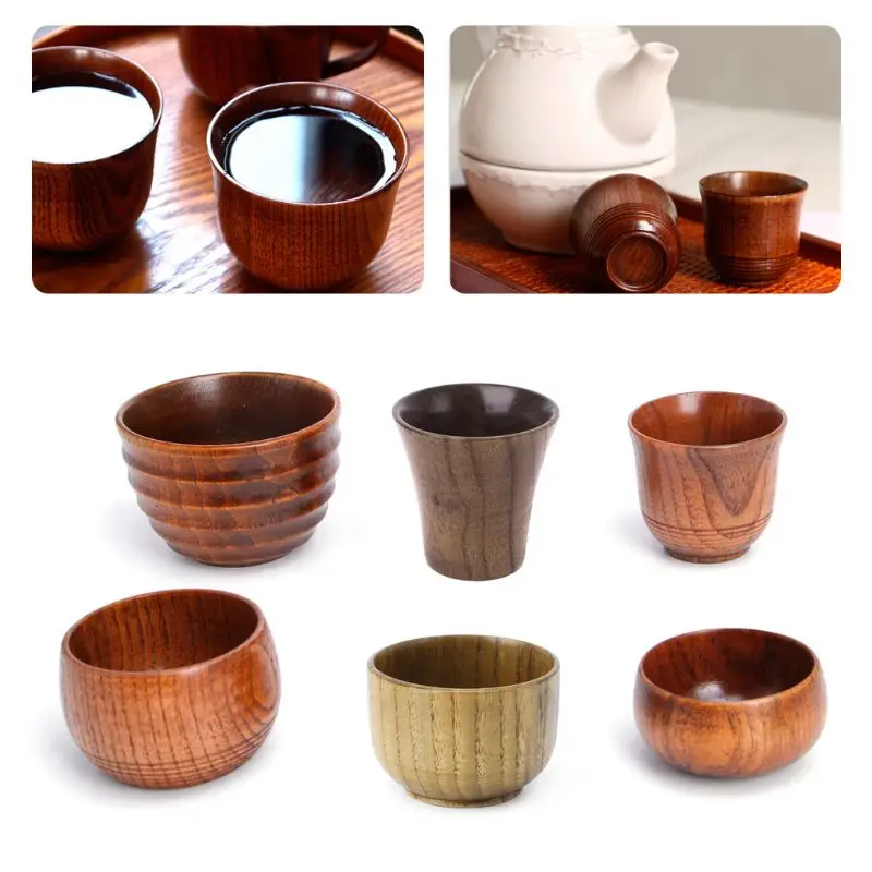 

Small Handmade Natural Solid Wood Tea Cup Wooden Wine Coffee Water Drinking Mug