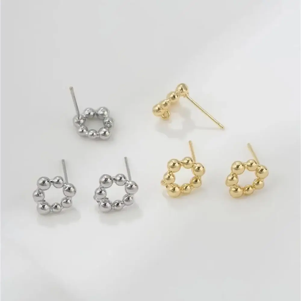 Серьги-кольца из серебра 925 пробы с иглами 14-каратного золота серьги-кольца