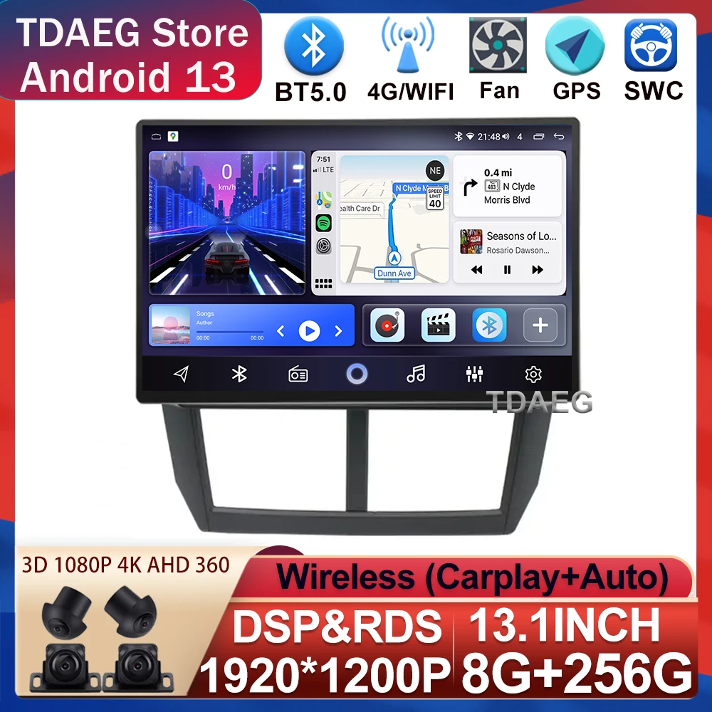 

Автомобильный радиоприемник Android 13 для Subaru Forester 3 SH WRX 2007 - 2013 для Subaru Impreza GH GE мультимедийный видеоплеер беспроводной Carplay