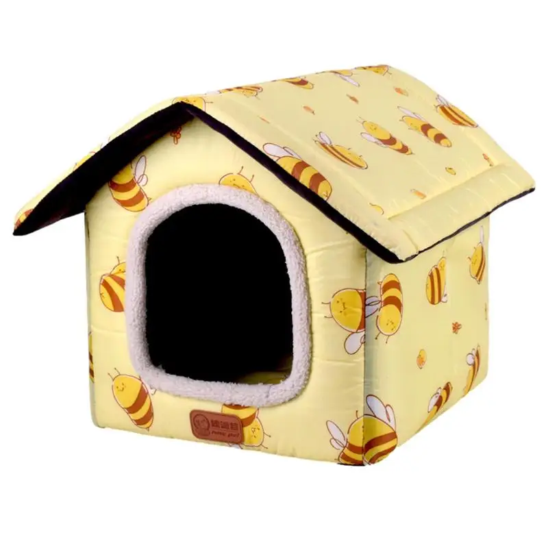 

Pet House For Winter Plush Pet Kennel Tent Shelter Thicken Enclosed Warm Plush Sleeping Nest Bed Keep Warm Foldable Non-Slip