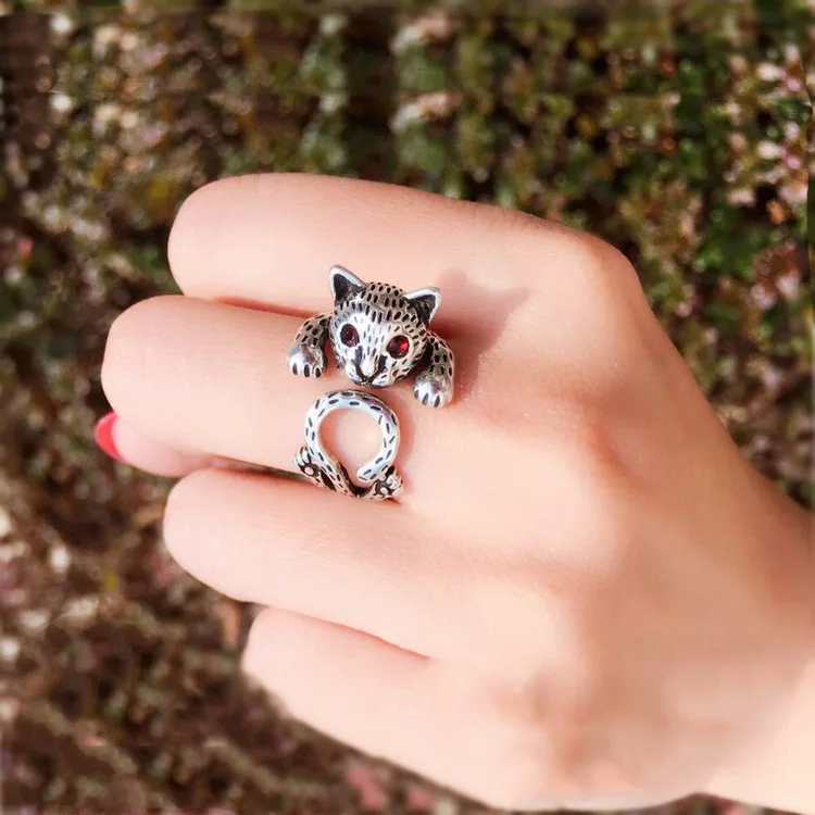 

Weiyue s925 sterling silver cute kitten open ladies ring simple creative jewelry personality student couple gift jewelry