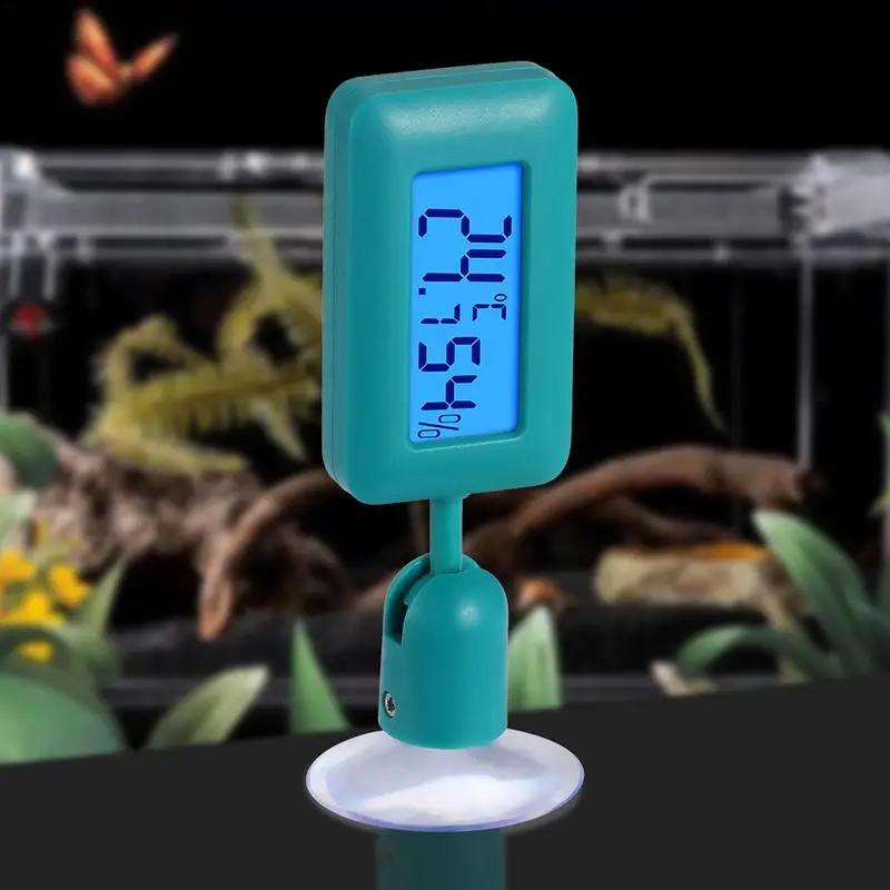 

Mini Digital Reptile Thermometer 360 Degree Rotating Luminous Suction Cup Hygrometer For Lizards Snakes Spiders Humidors Gardens