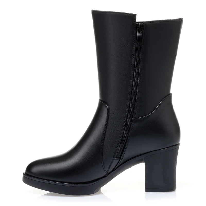 AIYUQI Women Half Boots Wool 2023 Winter New Mid-tube Ladies Motorcycle Boots Fashion Warm Women Snow Boots