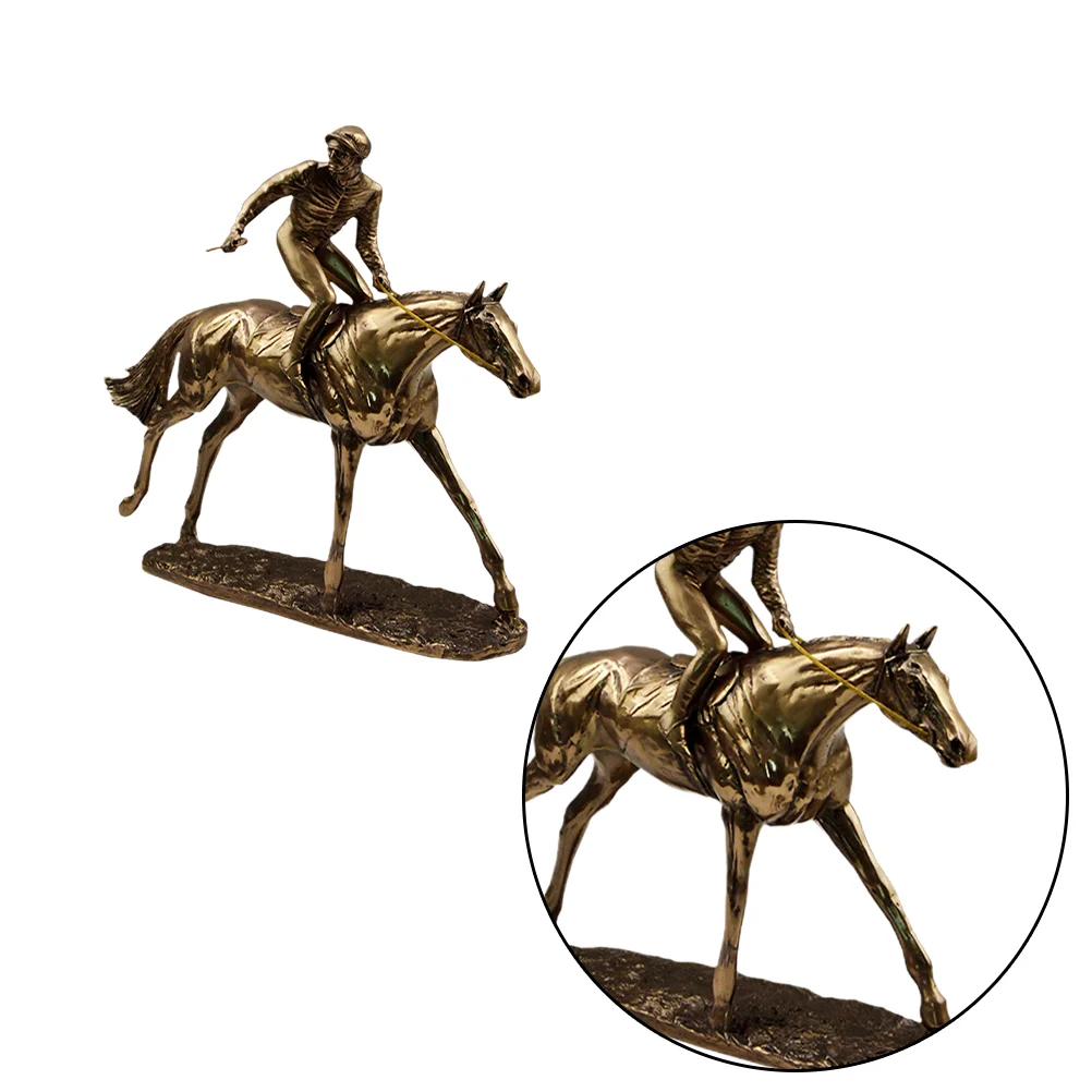 

1PC Riding Horse Decor Creative Copper Desktop Adornment Mini Single Horse Racing Crafts for Hotel