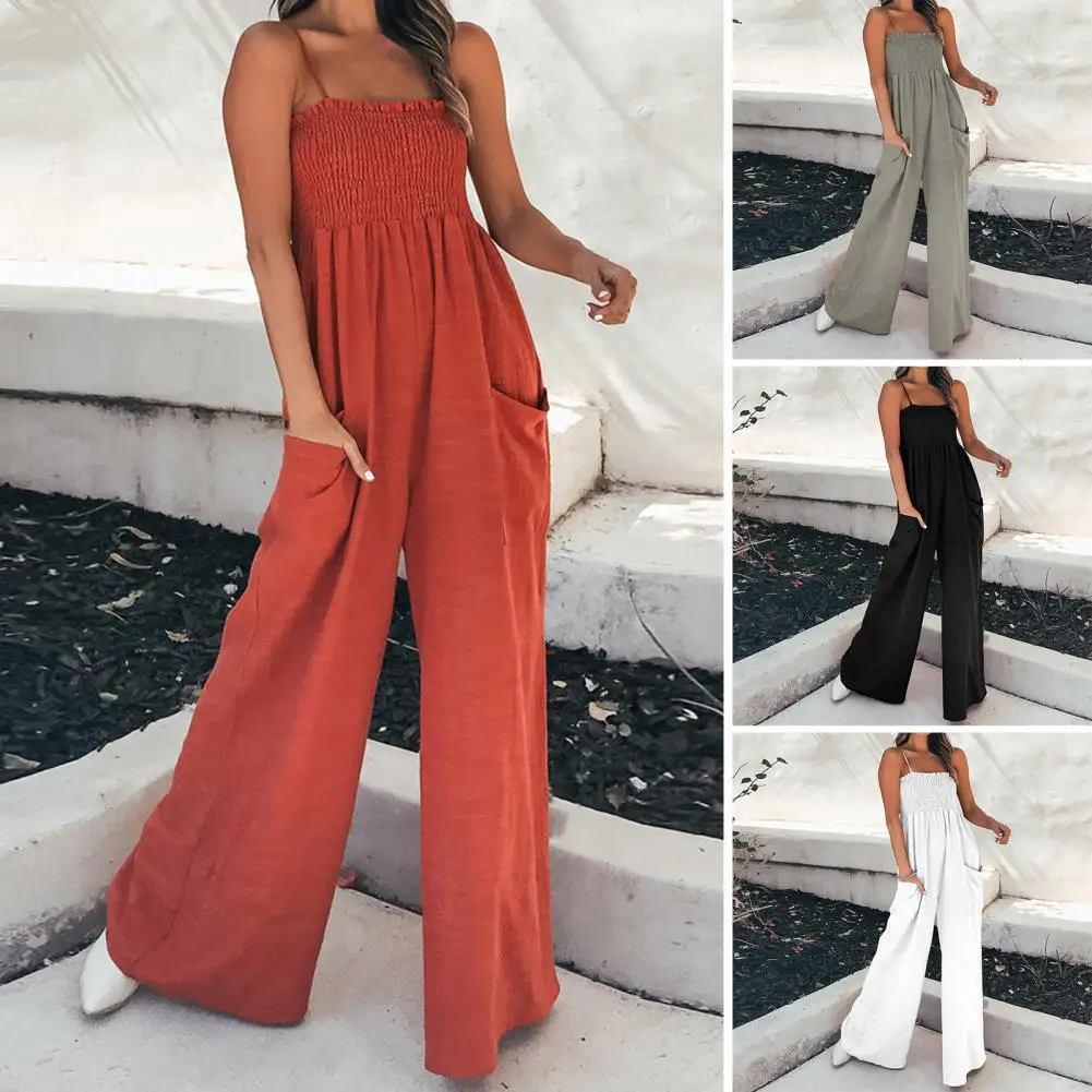 

Popular Backless Wide Leg Women Romper Lady Jumpsuit Elegant Breathable