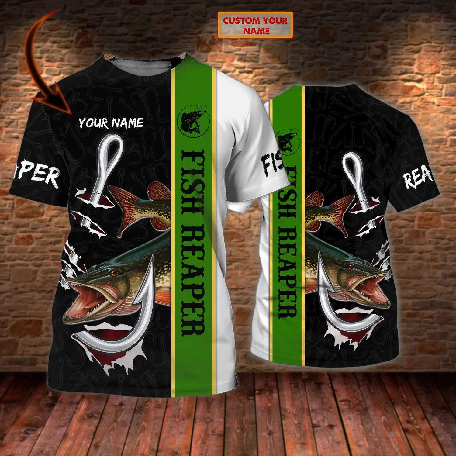 Футболка мужская с 3D-принтом щуки/марлина повседневная тенниска коротким