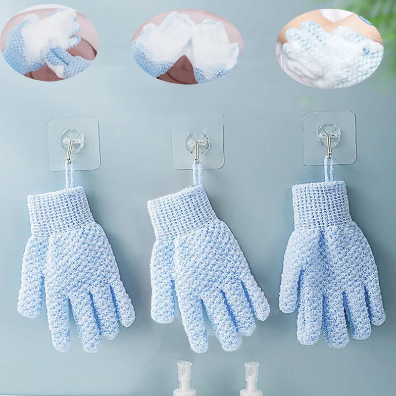 

Розово-синие отшелушивающие перчатки для душа, спа, массажные и скрабы для тела, средство для удаления омертвевшей кожи