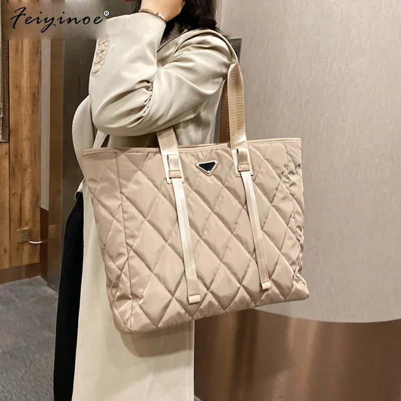 

Brand Designer Women's Tote Bags 2022 Autumn Winter New Lady Shoulder Bag High Quality Nylon Handbags Large Capacity Shopper Bag