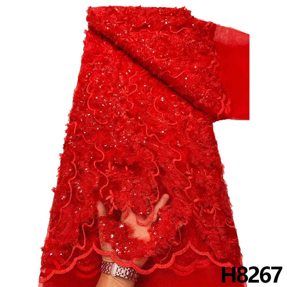 

HFX's latest African Glitter Lace fabric 2023 High quality French embroidery fabric garment material Nigerian Party sewn