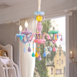 Хрустальная люстра в Европейском стиле, для детей, для макарон, светодиодная люстра, люстра в виде радужной свечи для спальни, цветное Внутреннее освещение