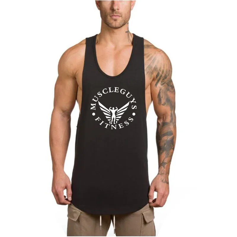 

Muscleguys Men's Stringer Singlets Cotton Gym Tank Tops Muscle tanks Fitness clothing undershirt Bodybuilding Tank Top Vest