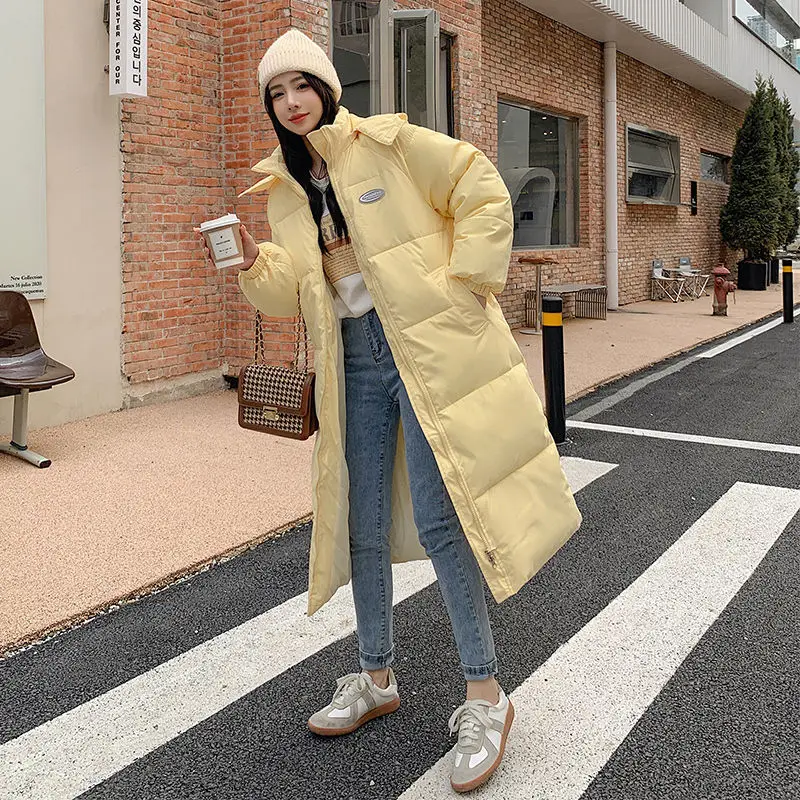 Blue 2022 New Winter Jacket Women Parka Fashion Long Coat Hooded Parkas Loose Warm Snow Wear Cotton Padded Winter Clothes