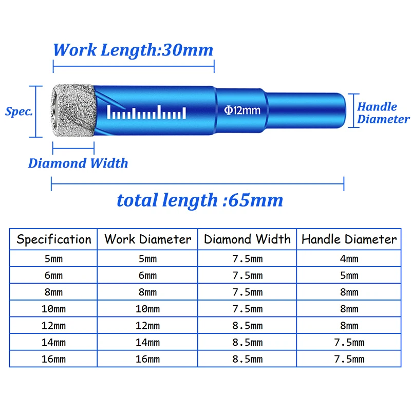 Пила для сверления отверстий с круглой ручкой вакуумное сухое сверло керамики